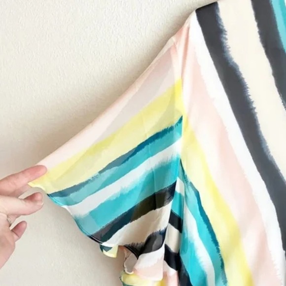 LANE Bryant Watercolor Stripe Tie‎ Waist Midi Dress plus size 22 - Picture 5 of 9